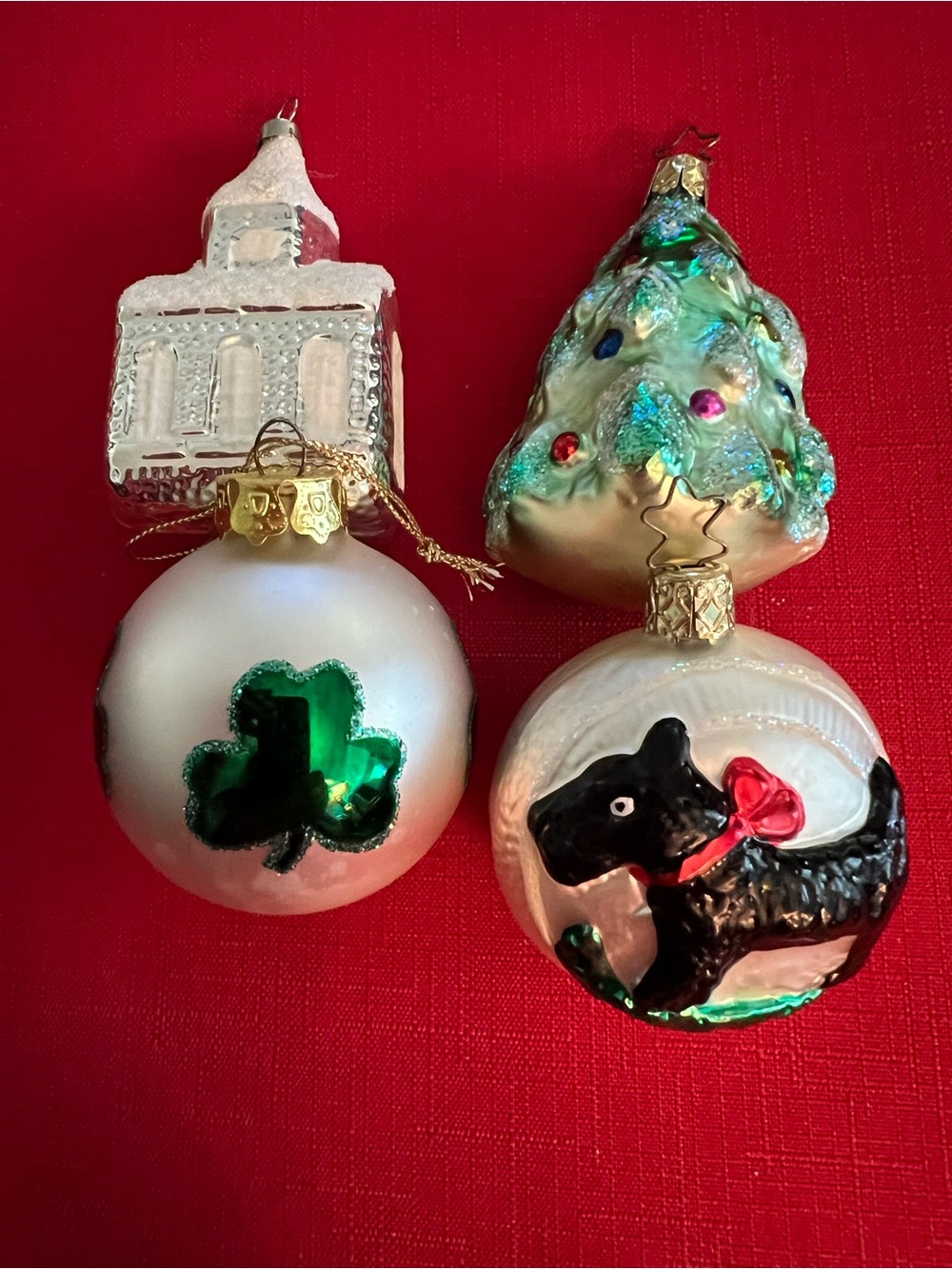 Assortment of 4 vintage blown glass Christmas Ornaments Germany Czech